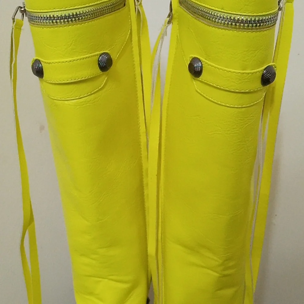 🎁FREE GIFT INCLUDED Brand New High Knee Boots Stiletto Heel Pointed Toe Tassels - Picture 12 of 16